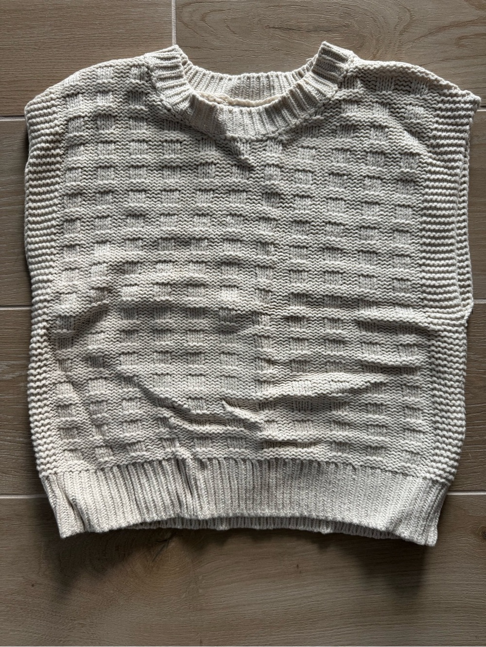 Sincerely Jules Cream Textured Crewneck Sweater Vest